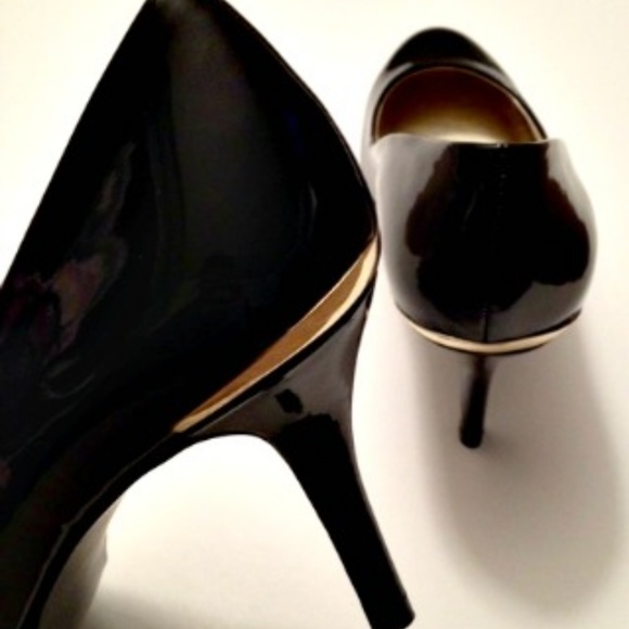 Tahari Shoes - Patent Leather Pumps w/ Gold Accents